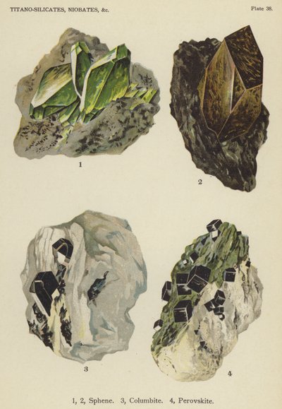 Titanosilikater, niobater, sfen, kolumbitt, perovskitt (farge litho) av English School