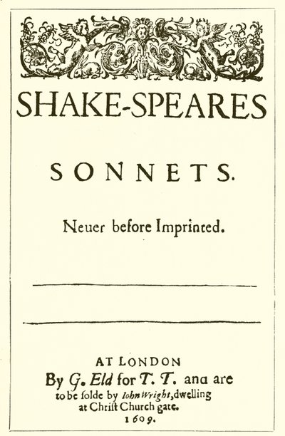 Tittelside til Shakespeares sonetter, 1609 av English School