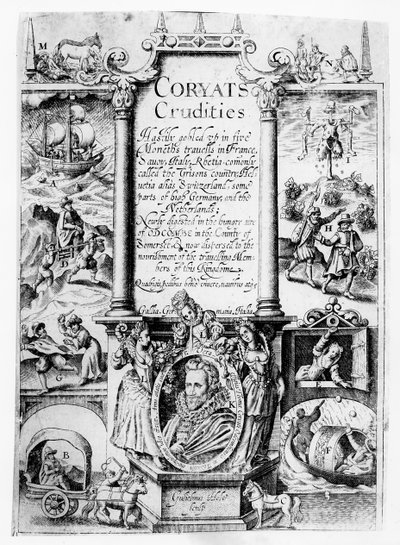 Tittelside fra Coryats Crudities, utgitt i 1611 av English School