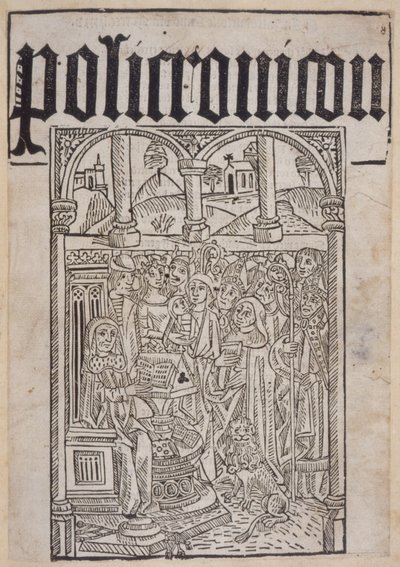 Tittelside fra Polychronicon av Ranulf Higden (d.1364) trykt av Wynkyn de Worde, 1495 av English School