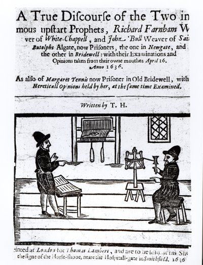 Tittelside til A True Discourse of the Two Infamous Prophets, Richard Farnham, Weaver, of White-Chapel, og John Bull, Weaver, of Saint Botolphs, Algate av TH 1636 av English School