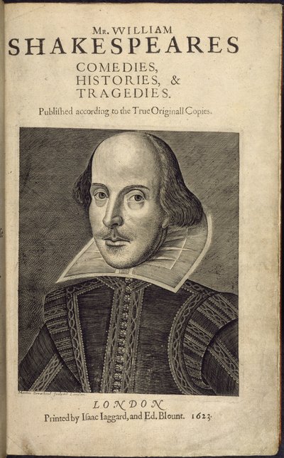 Tittelside med et portrett av Shakespeare, fra 