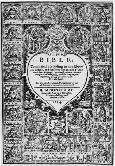 Tittelside for den engelske oversettelsen av Geneva Bible, 1614 av English School