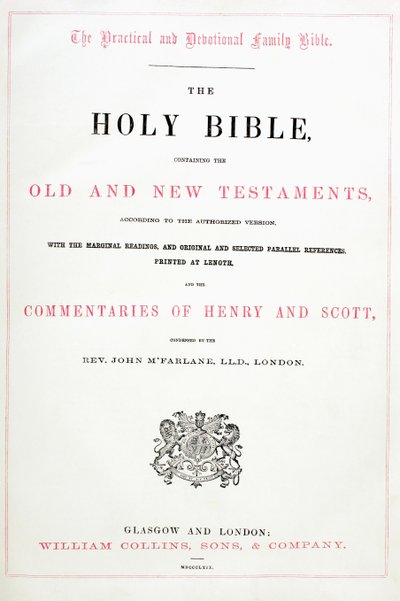 Tittelside fra Den hellige bibel av English School