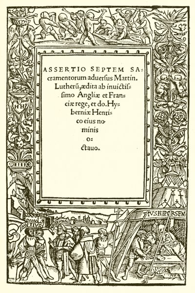 Tittelside til Henry VIIIs bok mot Luther av English School