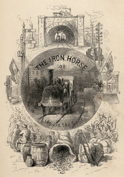 Tittelside til The Iron Horse or Life on the Line av R.M. Ballantyne, utgitt 1884 av English School
