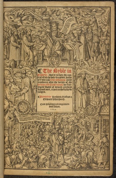 Tittelsiden til den store bibelen, noen ganger kjent som 'Cromwells bibel'. av English School