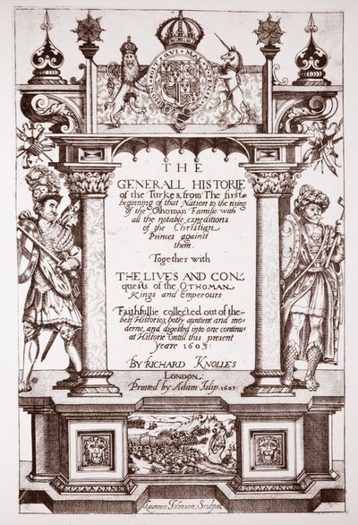 Tittelside, Knolles Generall Historie of the Turks, pub. av Adam Islip, 1603 av English School