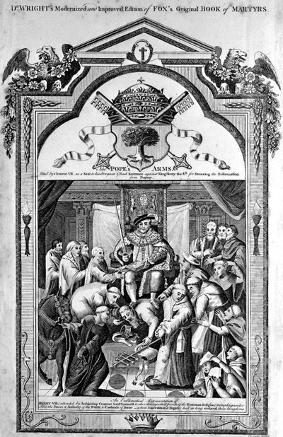 Tittelside, The Popes Arms fra The New and Complete Book of Martyrs, av Paul Wright av English School