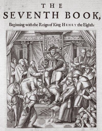 Tittelside, The Seventh Book, fra Acts and Monuments av John Foxe, niende utgave, pub. 1684 av English School