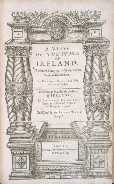 Tittelside til A View of the State of Irelande og The Historie of Irelande, 1633 av English School