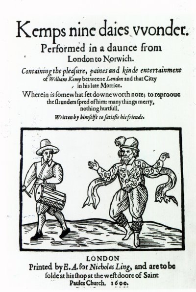 Tittelside til William Kemps Nine Days Wonder, utgitt i 1600 av English School