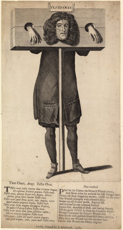 Titus Oates in the pillory, utgitt 1685 av English School