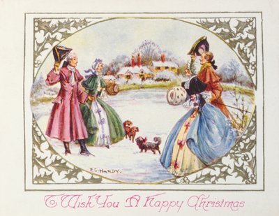 "Å ønske deg en god jul", viktoriansk kort (chromolitho) av English School