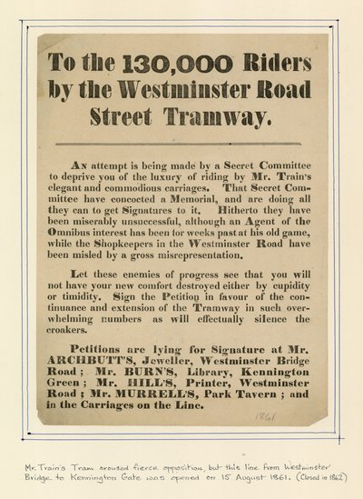 Til de 130 000 syklistene ved Westminster Road Street Tramway av English School