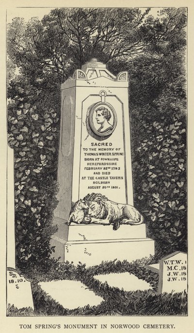 Tom Springs-monumentet på Norwood Cemetery av English School