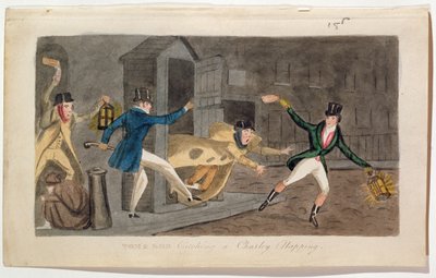 Tom and Bob Catching a Charley Napping, 1821 (akvatint) av English School
