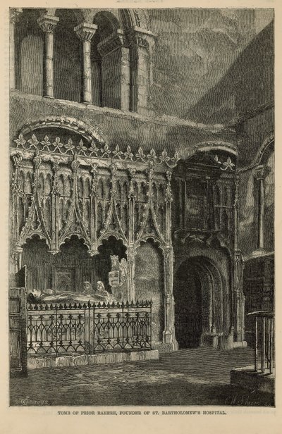 Graven til Prior Rahere, grunnlegger av St Bartholomews Hospital av English School