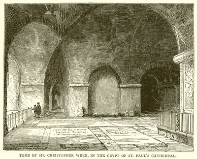 Graven til Sir Christopher Wren, i Crypt of St. Pauls Cathedral av English School