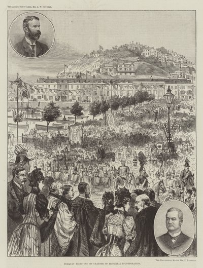 Torquay mottar Charter of Municipal Incorporation (gravering) av English School