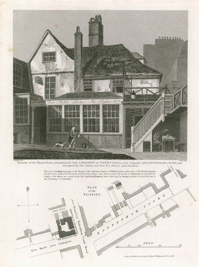 Tottenham Court, okkupert av Adam and Eve Tea House and Gardens av English School
