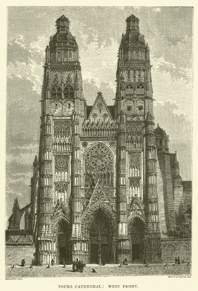 Tours katedral, vestfronten (gravering) av English School