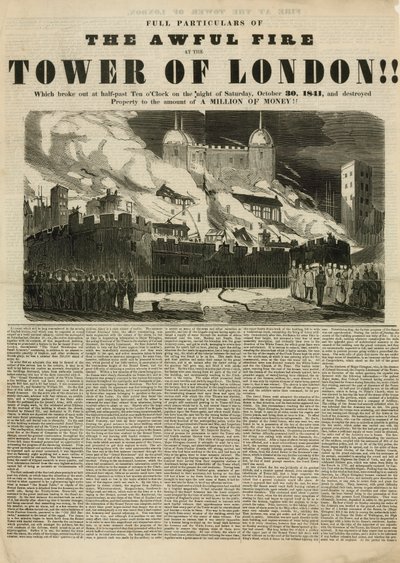Tower of London Fire, 1841 av English School