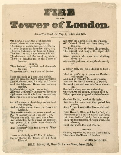 Tower of London Fire, 1841 av English School
