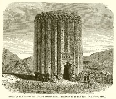 Tårn på stedet for de gamle Raghes, Persia (antas å være graven til Mogul King) av English School