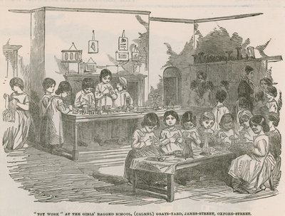 Lekearbeid på jentenes fillete skole, (Camel) Grays Yard, James Street, Oxford Street av English School