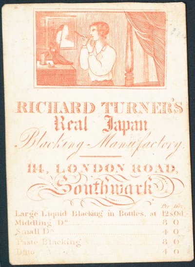 Trade card, Richard Turners Real Japan Blacking Manufactory av English School