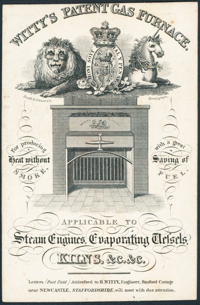 Trade card, Wittys patentgassmøbler av English School