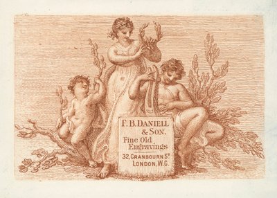 Handelskort for FB Daniell amp; Son, fine gamle graveringer, London (gravering) av English School