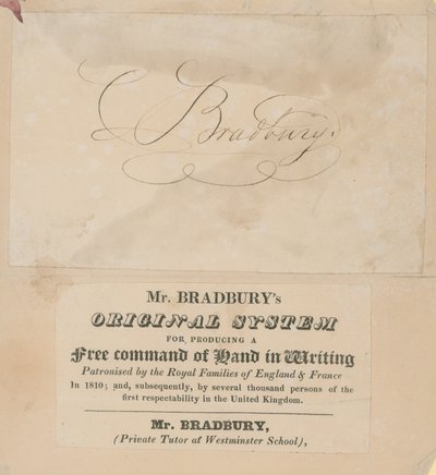 Byttekort for Mr Bradburys originale system for å produsere en gratis håndbok skriftlig av English School