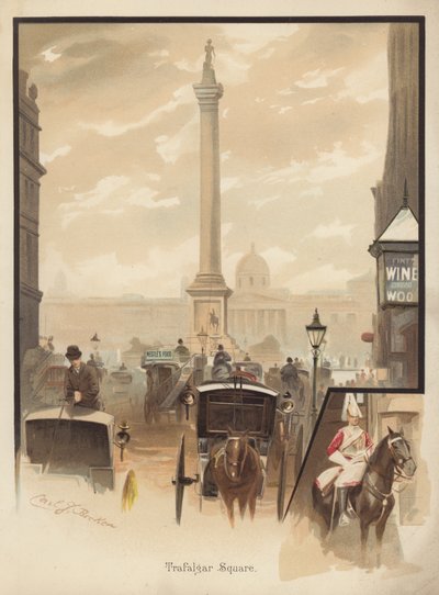 Trafalgar Square, London (kromolitho) av English School