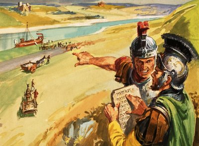 Trajans Straße wird entlang der Donau gebaut von English School