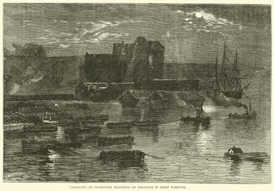 Transport av kommunistiske fanger på pongtonger i Brest havn, 1871 av English School