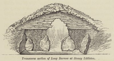 Tverrsnitt av Long Barrow ved Stoney Littleton (gravering) av English School