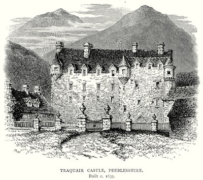 Traquair Castle, Peeblesshire (gravering) av English School