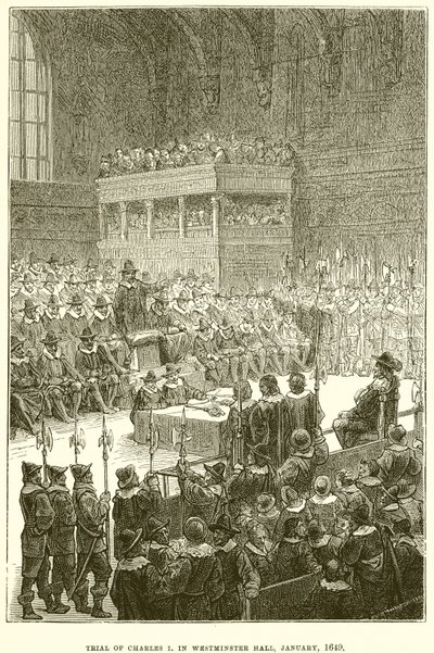 Rettssak mot Charles I i Westminster Hall, januar 1649 av English School
