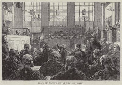 Rettssak mot Wainwright ved Old Bailey (gravering) av English School