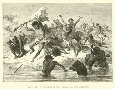 Stammekamp ved elven til Ponerihouens, Ny-Caledonia av English School