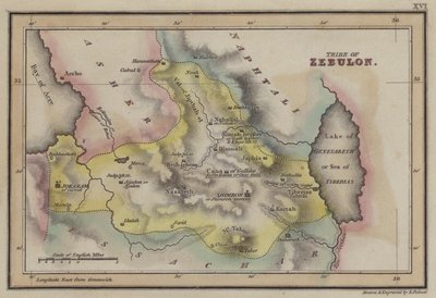 Tribe of Zebulon (farget gravering) av English School