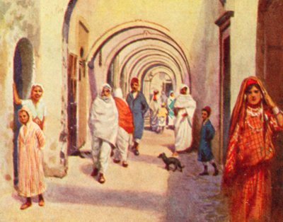 Tripoli, en hvelvet gate (fargelitografi) av English School