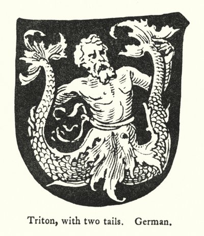Triton, med to haler, tysk (gravering) av English School
