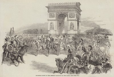 Keiser Napoleon III's triumferende inntog i Paris (gravering) av English School