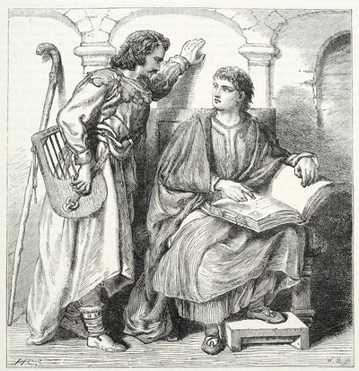Trubadur og Barbe, illustrasjon fra The History of Protestantism av James Aitken Wylie (1808-1890), pub. 1878 av English School