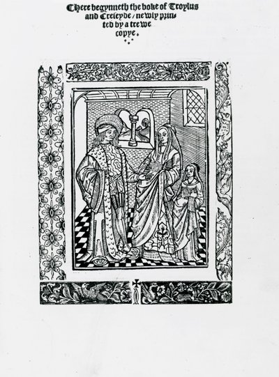 Troylus and Creseyde by Geoffrey Chaucer (woodcut) av English School