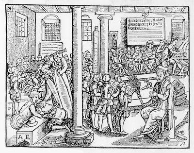 Tudor grammatikkskole (tresnitt) av English School