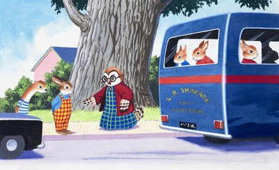 Tufty tenker på å krysse veien av English School